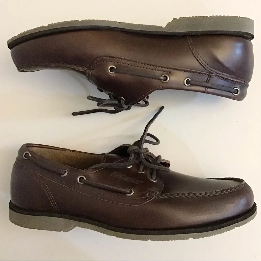 Sebago 9 (5E) Men’s Classic Brown Leather Boat Shoes Slip Ons Extra Wide Width